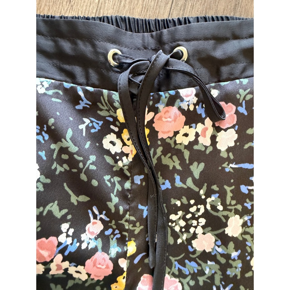 Laundry by Shelli Segal Floral Wide Leg Track Pants Black Side Stripe Small - Picture 6 of 11